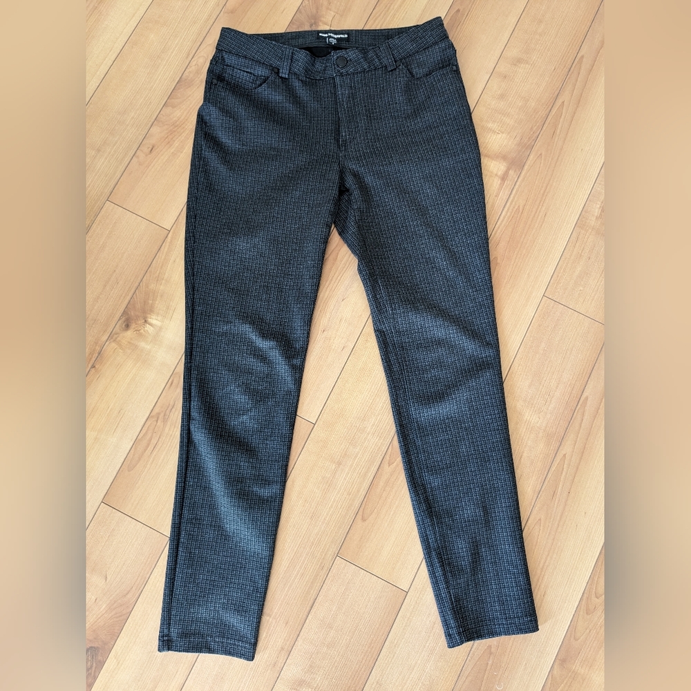 Karl Lagerfeld Women's Check Pattern Charcoal Gray Pants Size US 6 Slim fit